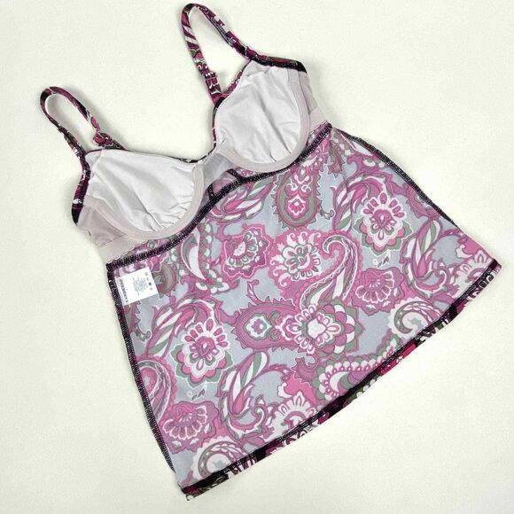Land's End Tankini Swim Suit Top Ruched Underwire Bodice Paisley Sz 2 Top Only - Picture 6 of 11